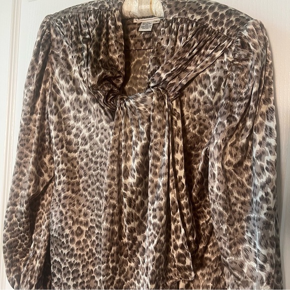 VINTAGE, Carlisle 100% Silk leopard print blouse, size 8 - Picture 2 of 7